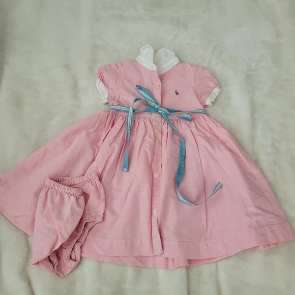 Ralph Lauren | Dresses | Ralph Lauren Pink Baby Dress With White Collar |  Poshmark